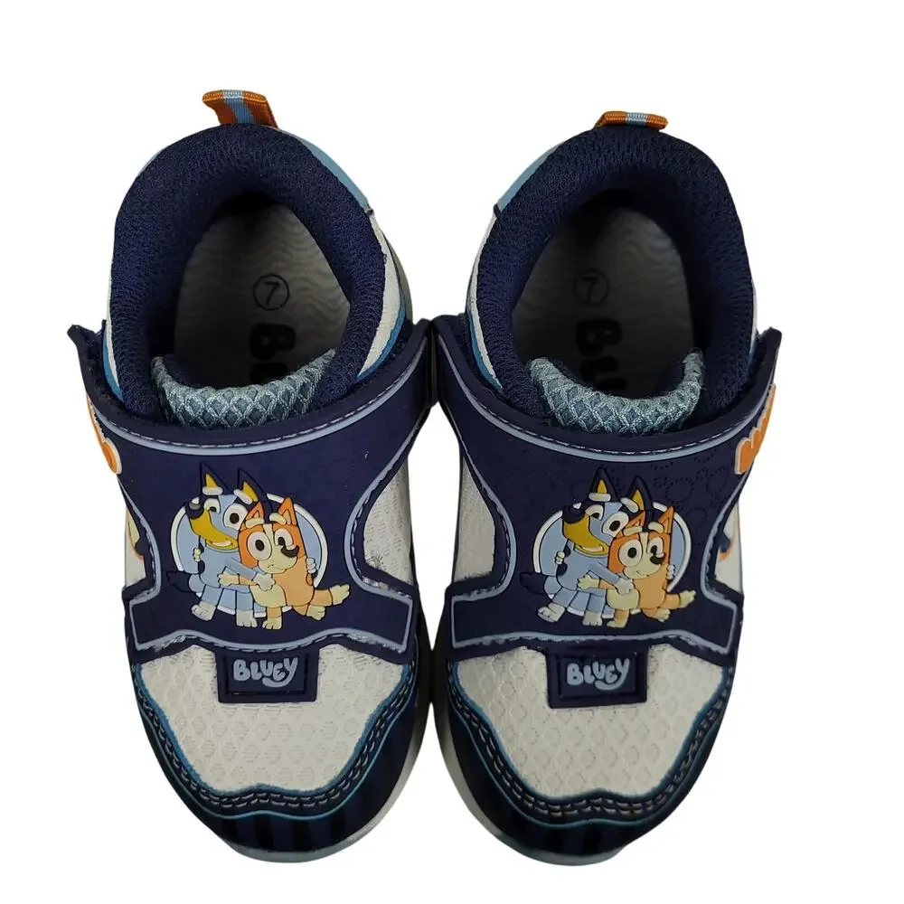 Bluey Bingo Light Up Sneakers Toddler Size 7 Ground Up EUC Shoes White Blue